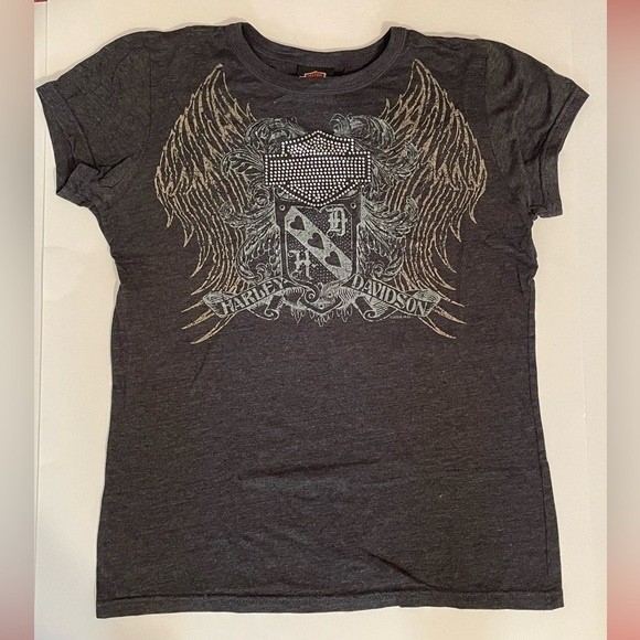 Harley Davidson Bling Shield and Bar women’s Tee. Size Large - Picture 1 of 6